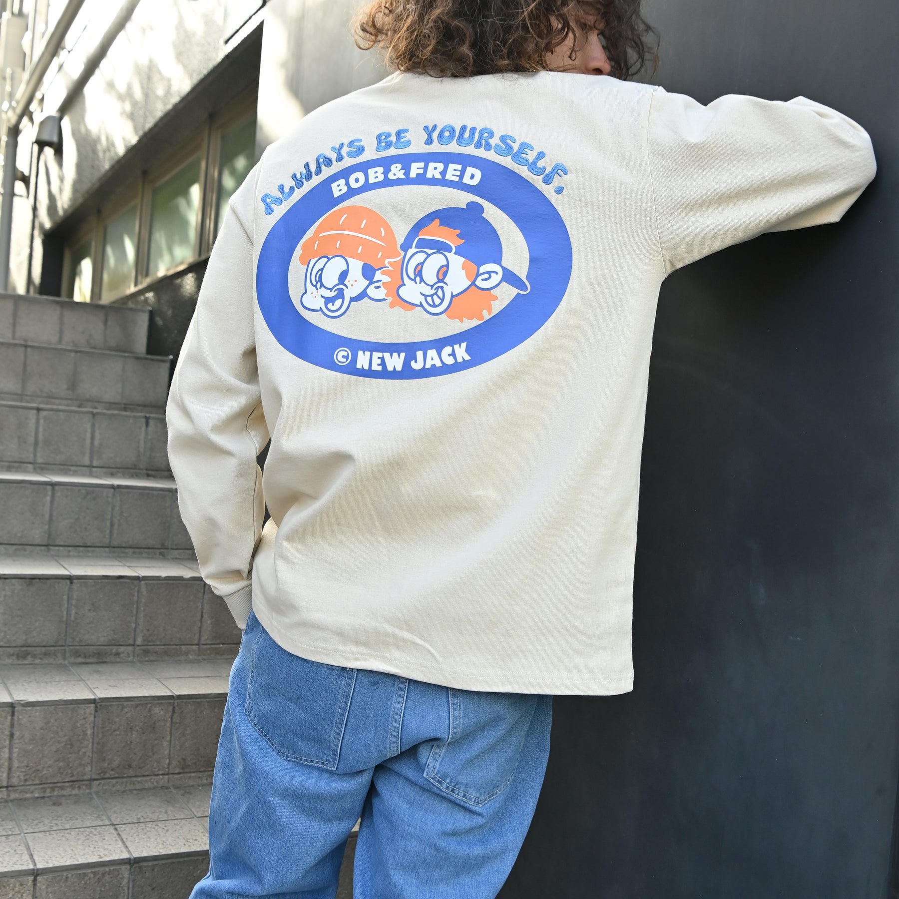 NEW JACK ヘビーウエイトBob&Fred フェイス長袖Tシャツ (NJ241-2456)