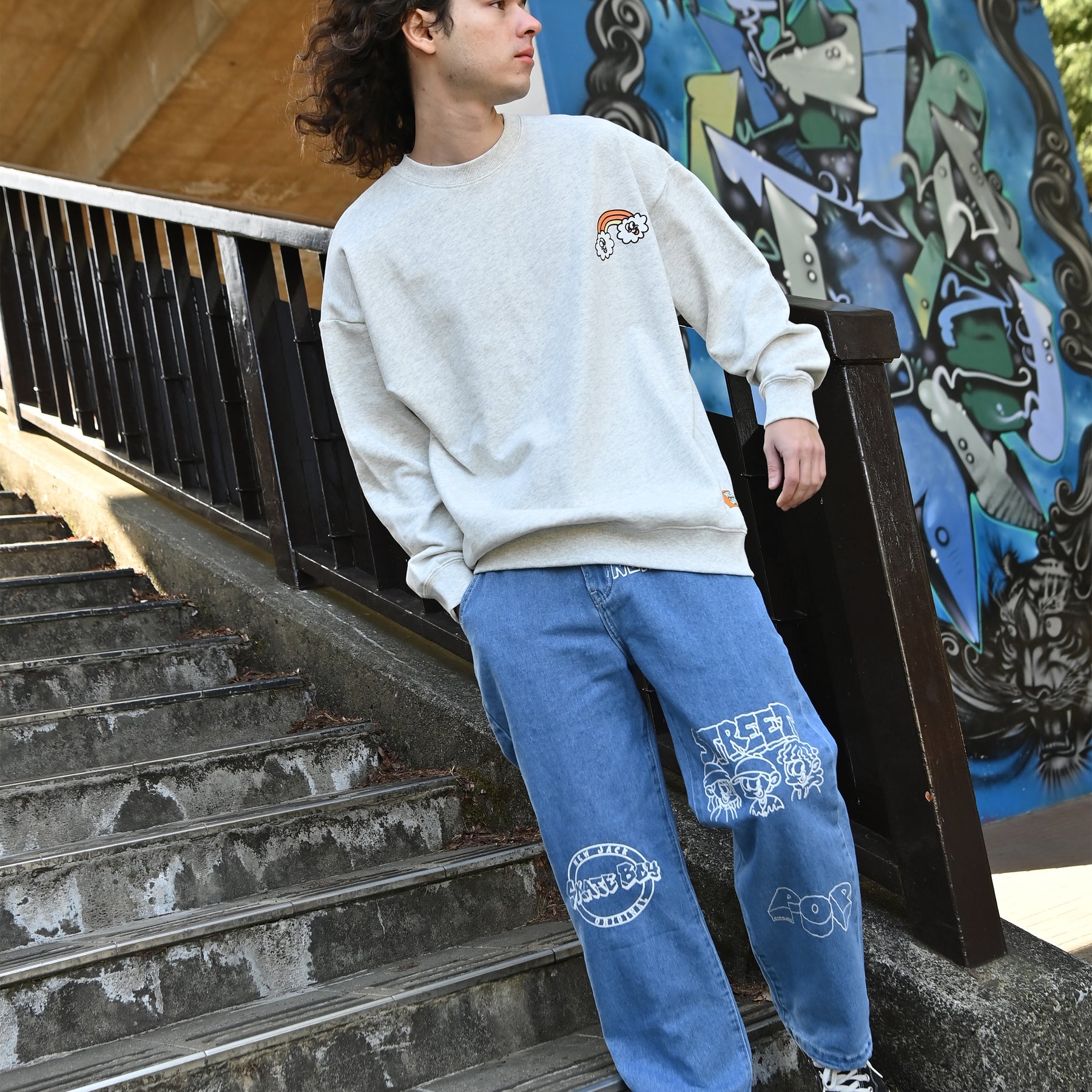 NEW JACK ガールズフラワーイラストトレーナー(NJ241-2556)