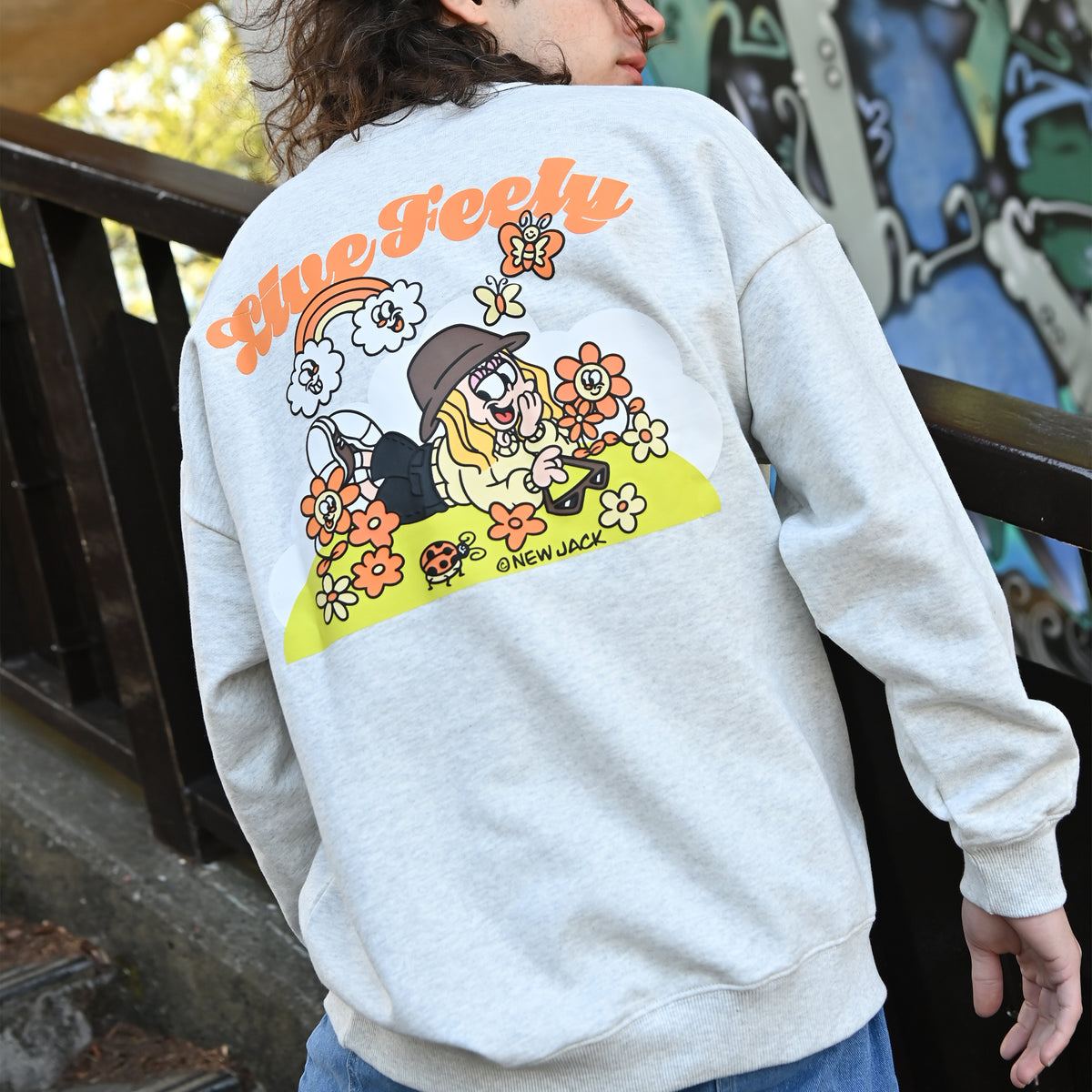 NEW JACK ガールズフラワーイラストトレーナー(NJ241-2556)