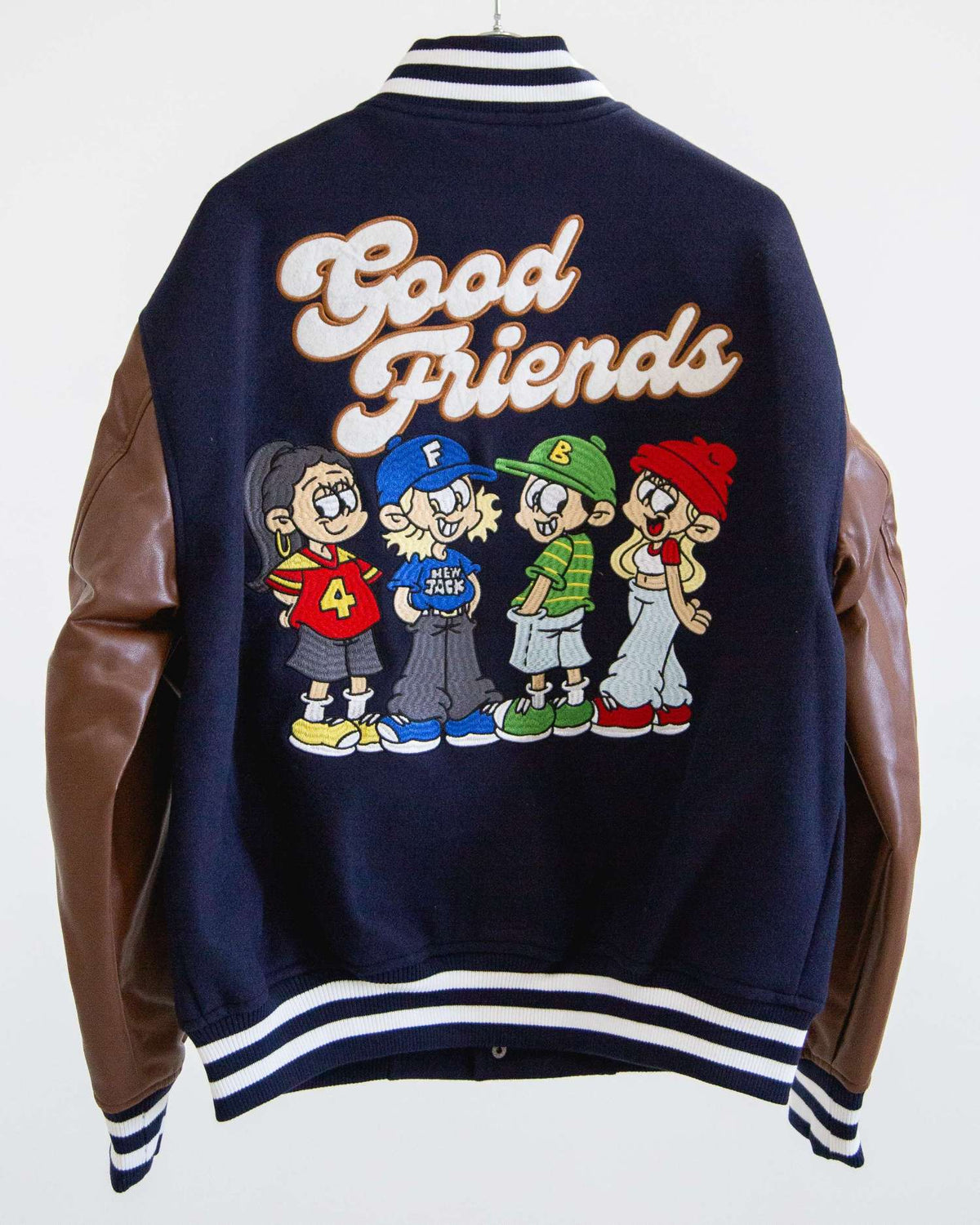 NEW JACK リブ襟ドット釦袖PUスタジアムブルゾン(NJ254-2207)