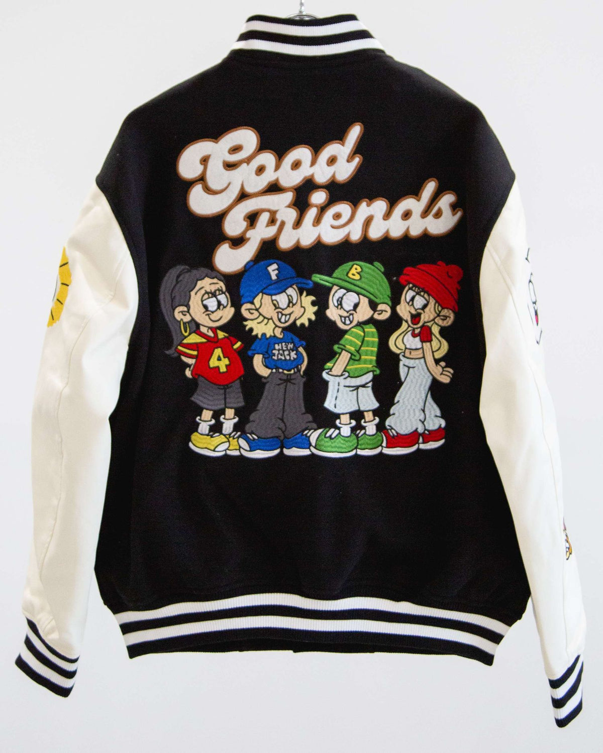 NEW JACK リブ襟ドット釦袖PUスタジアムブルゾン(NJ254-2207)