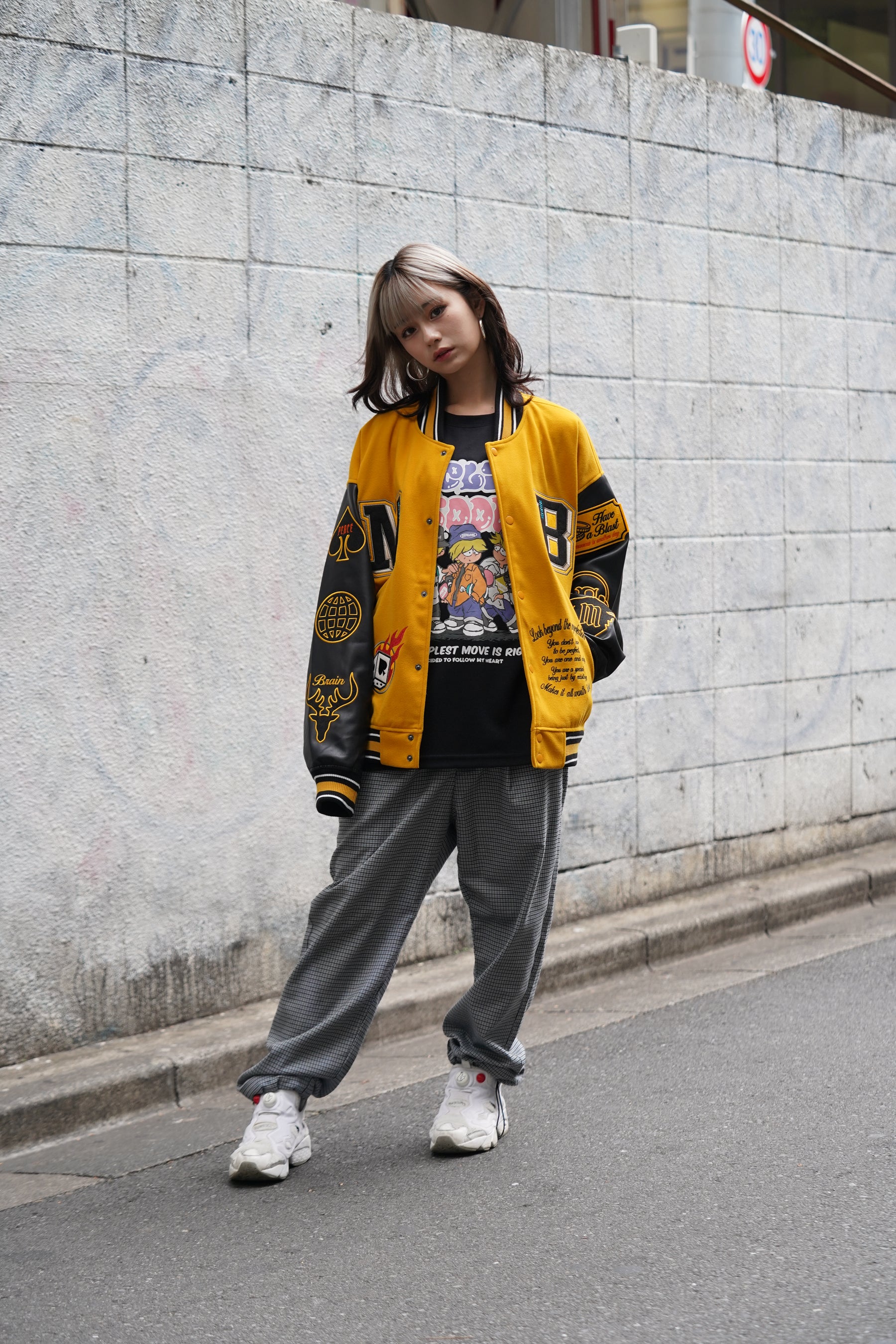 袖PUスタジアムブルゾン