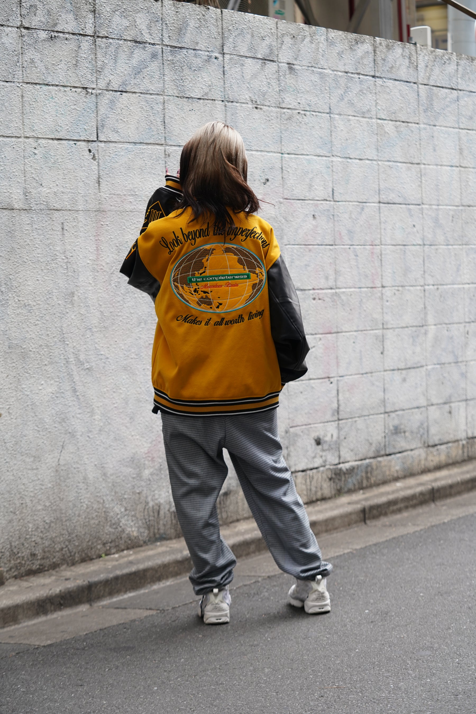 袖PUスタジアムブルゾン