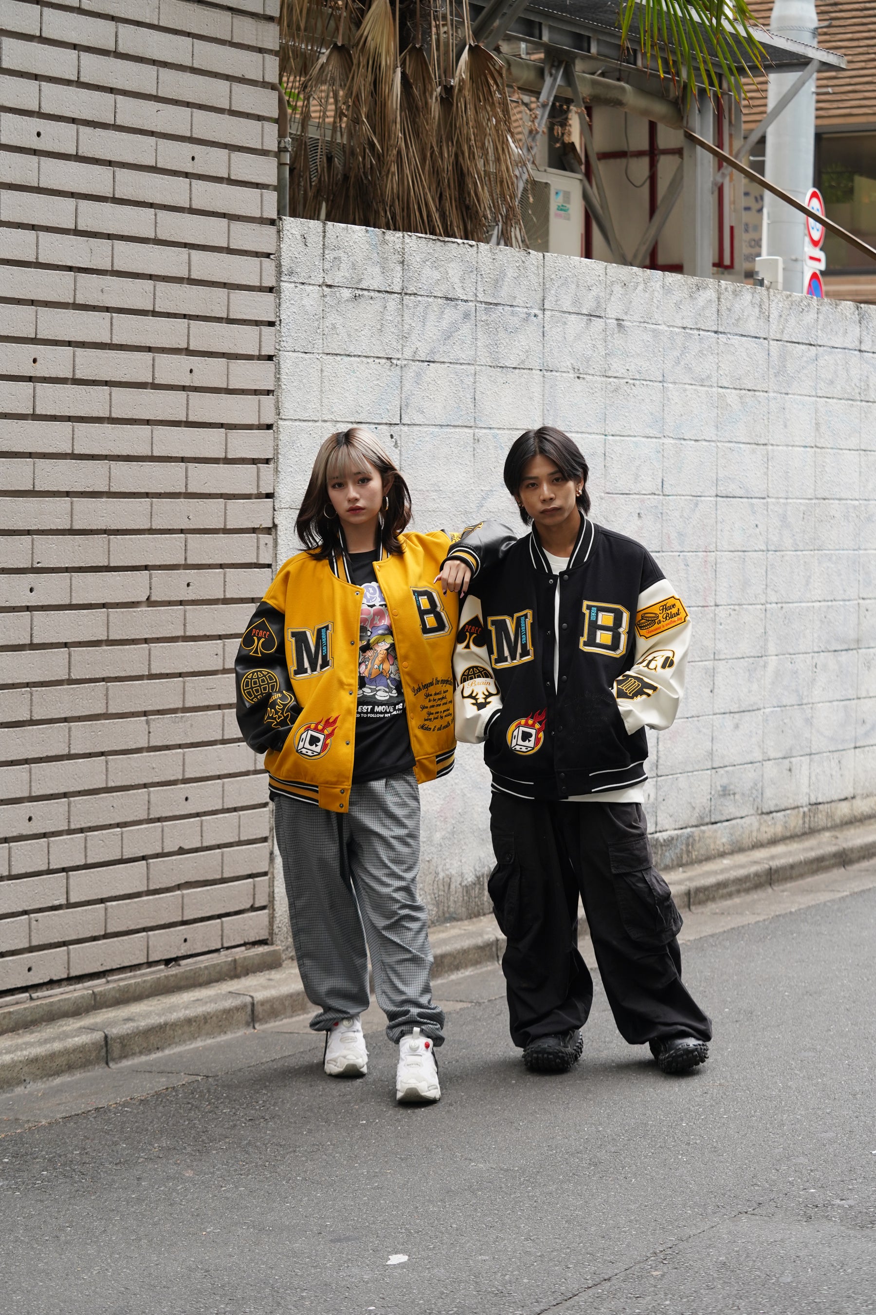 袖PUスタジアムブルゾン