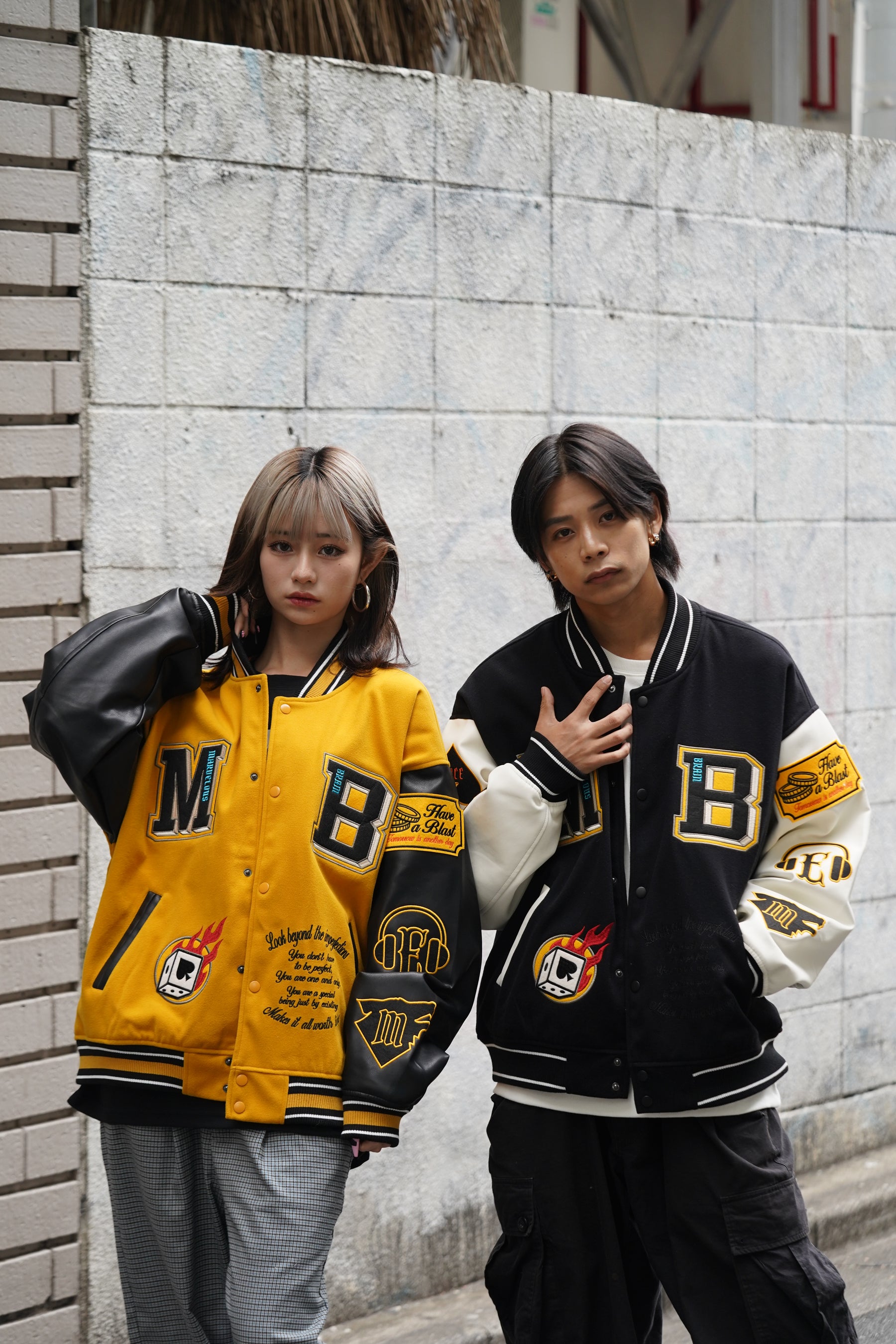 袖PUスタジアムブルゾン