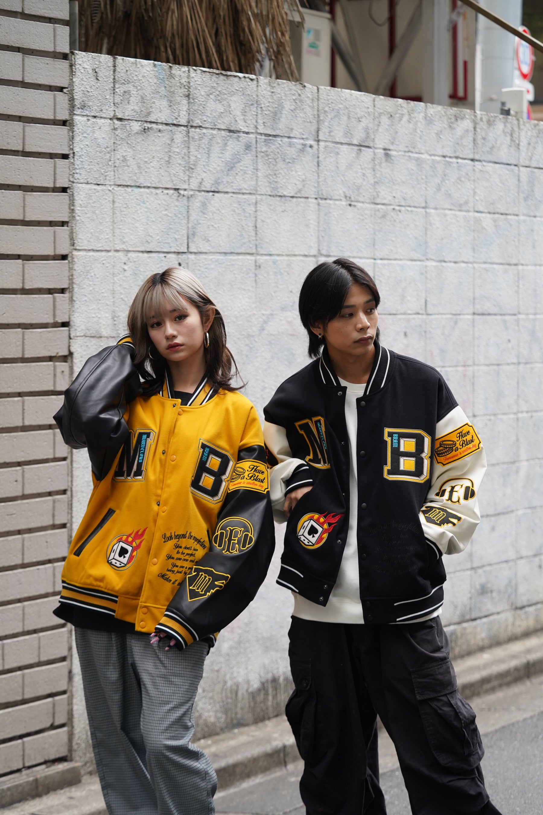 袖PUスタジアムブルゾン