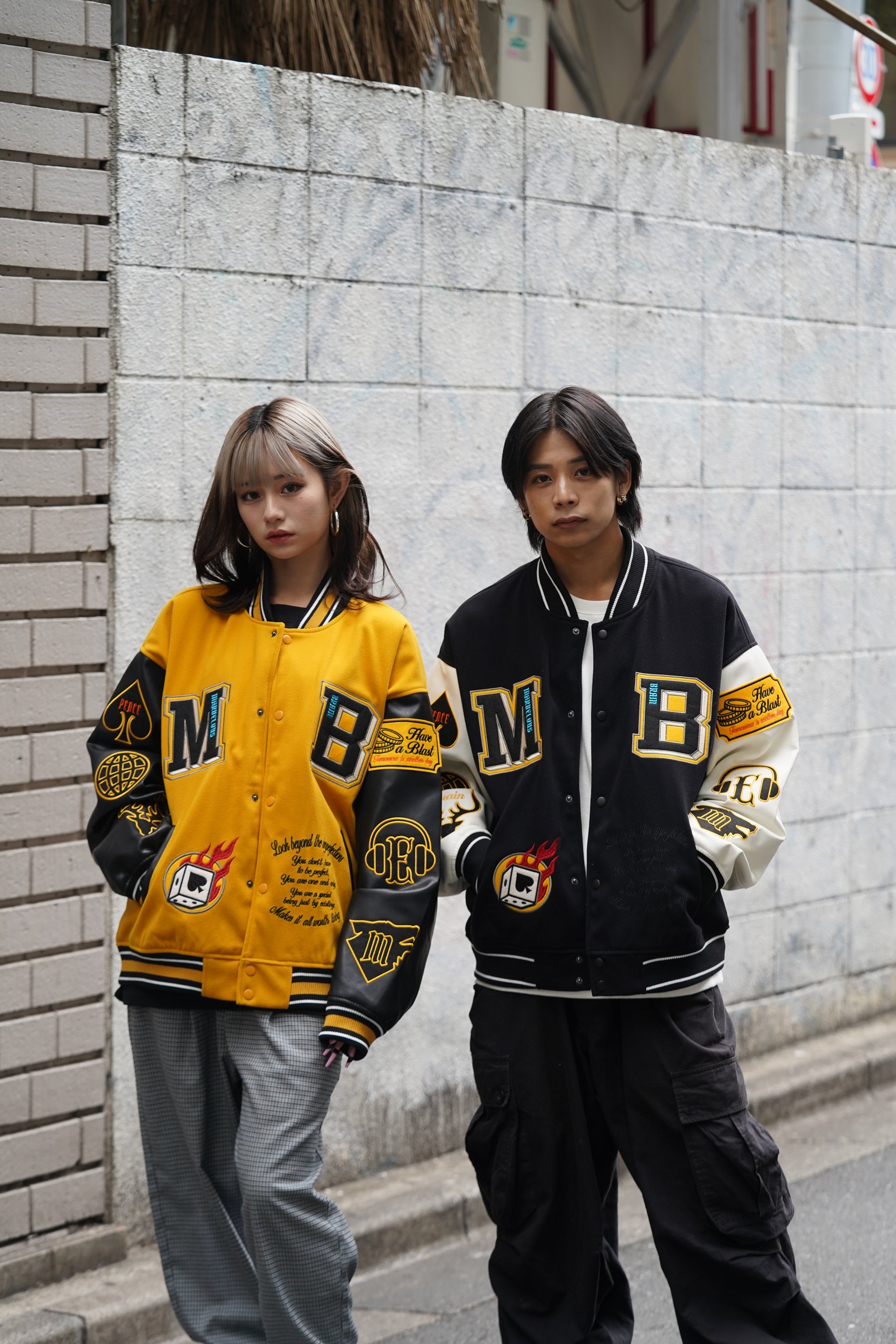 袖PUスタジアムブルゾン