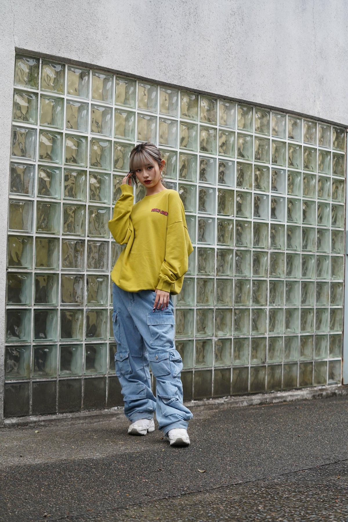 マルチポケットワイドデニムカーゴパンツ