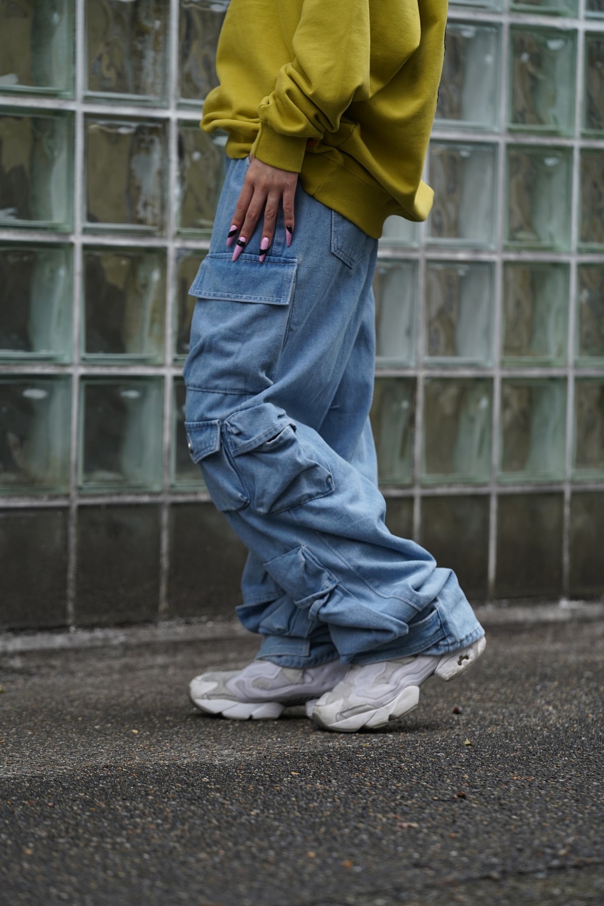 マルチポケットワイドデニムカーゴパンツ