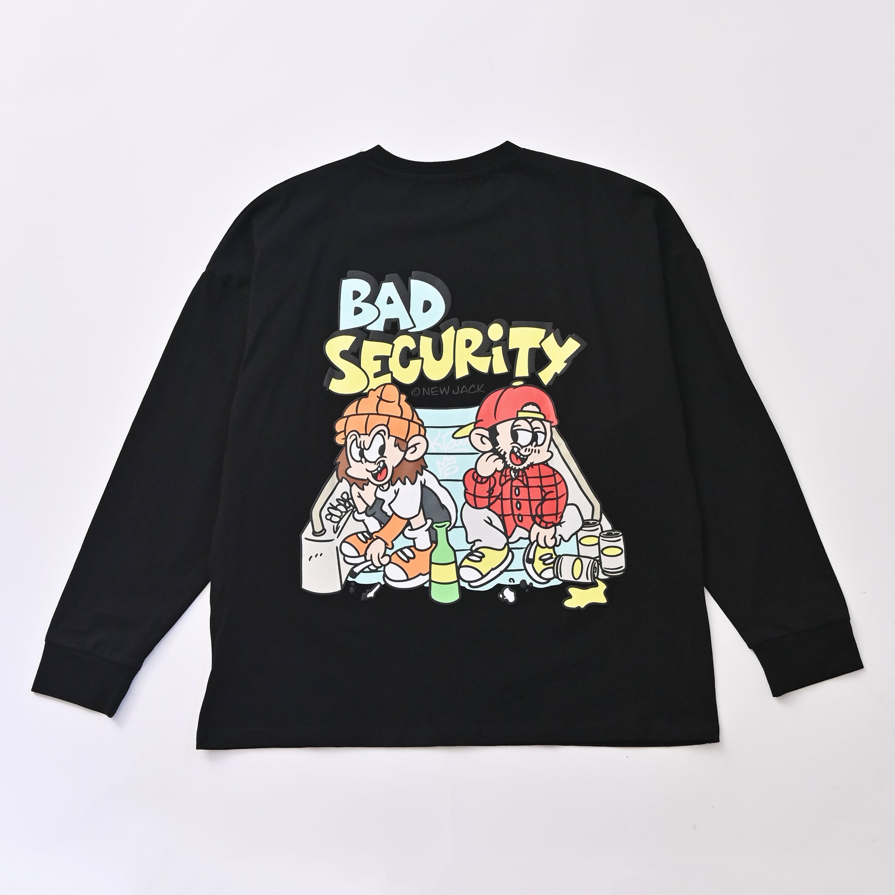 BAD SECURITY イラスト長袖Tシャツ