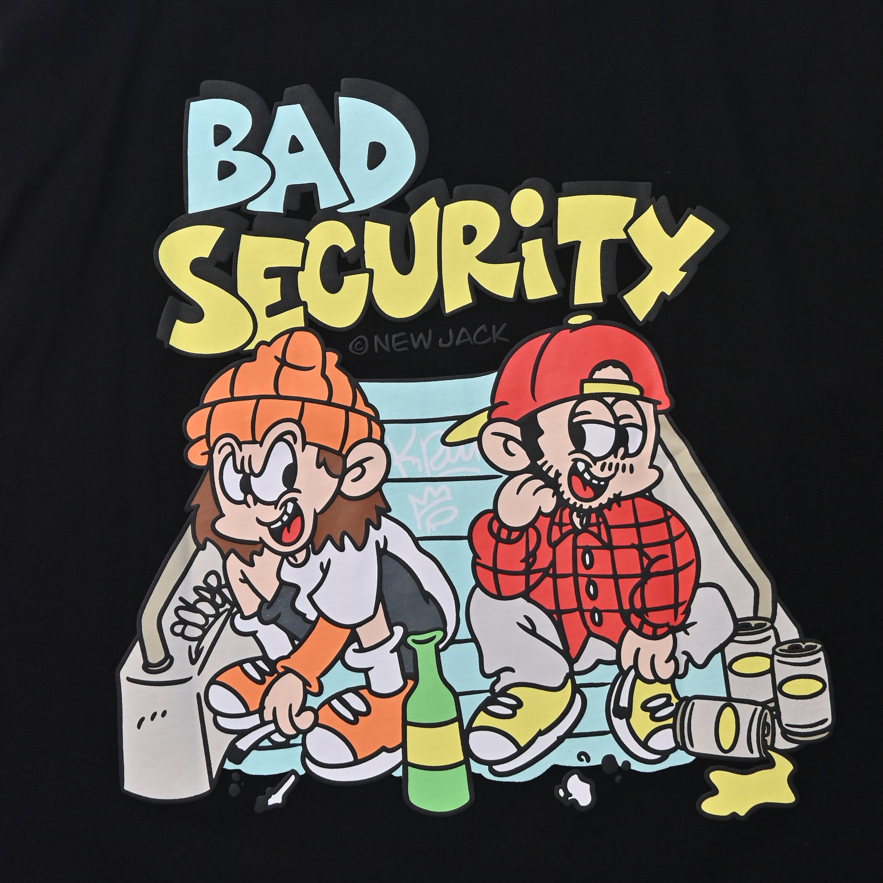 BAD SECURITY イラスト長袖Tシャツ
