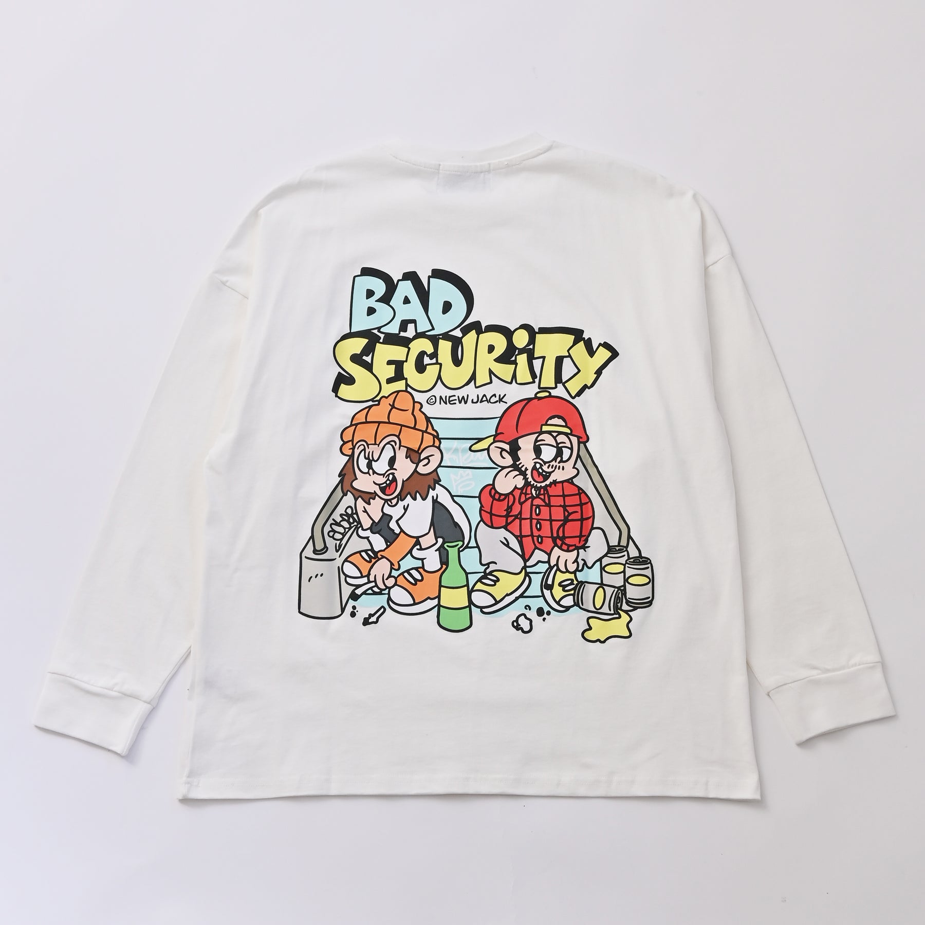 BAD SECURITY イラスト長袖Tシャツ