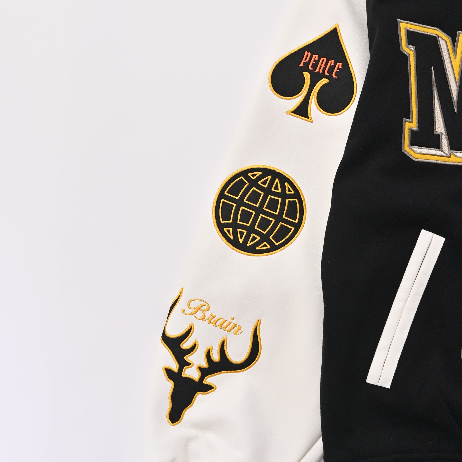 袖PUスタジアムブルゾン