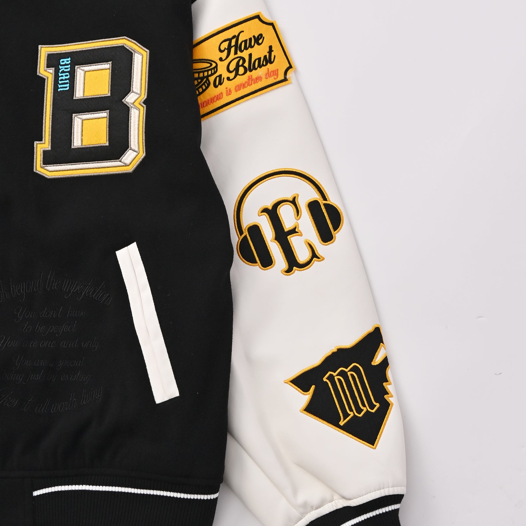 袖PUスタジアムブルゾン