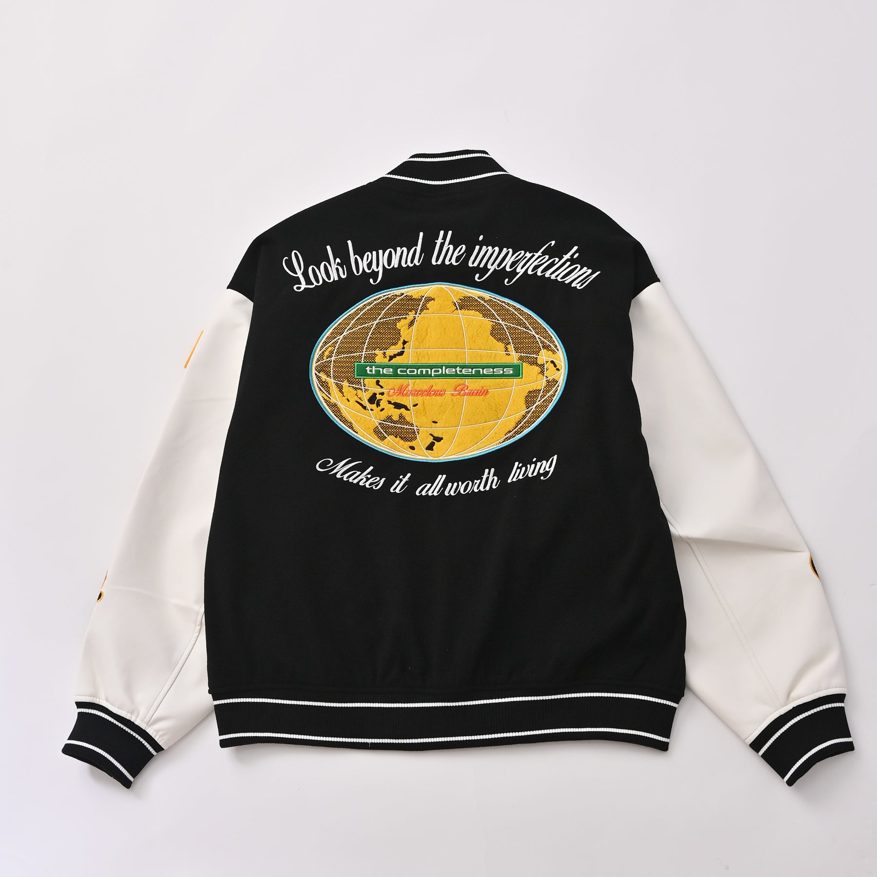 袖PUスタジアムブルゾン