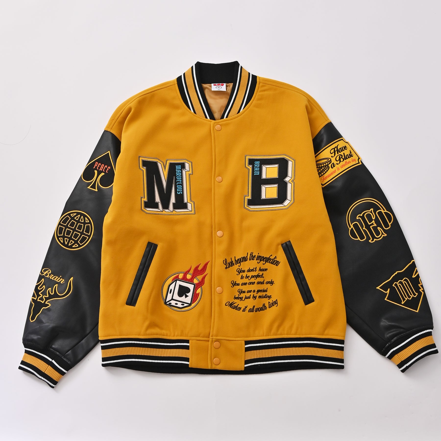 袖PUスタジアムブルゾン