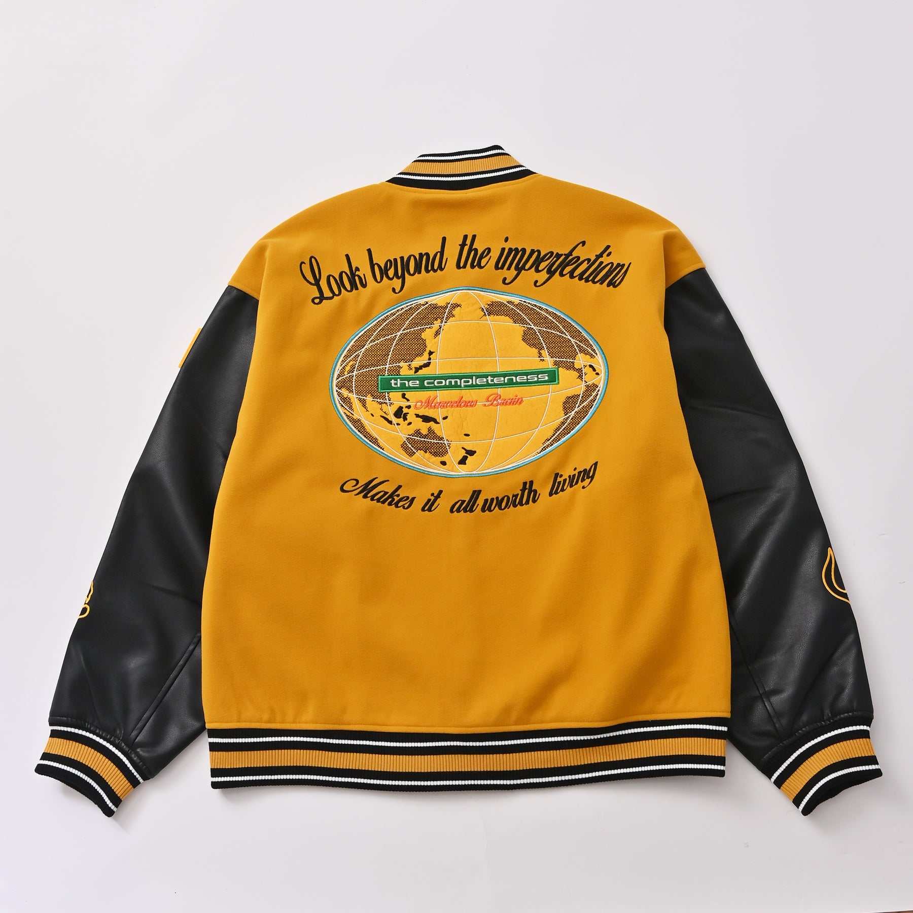 袖PUスタジアムブルゾン