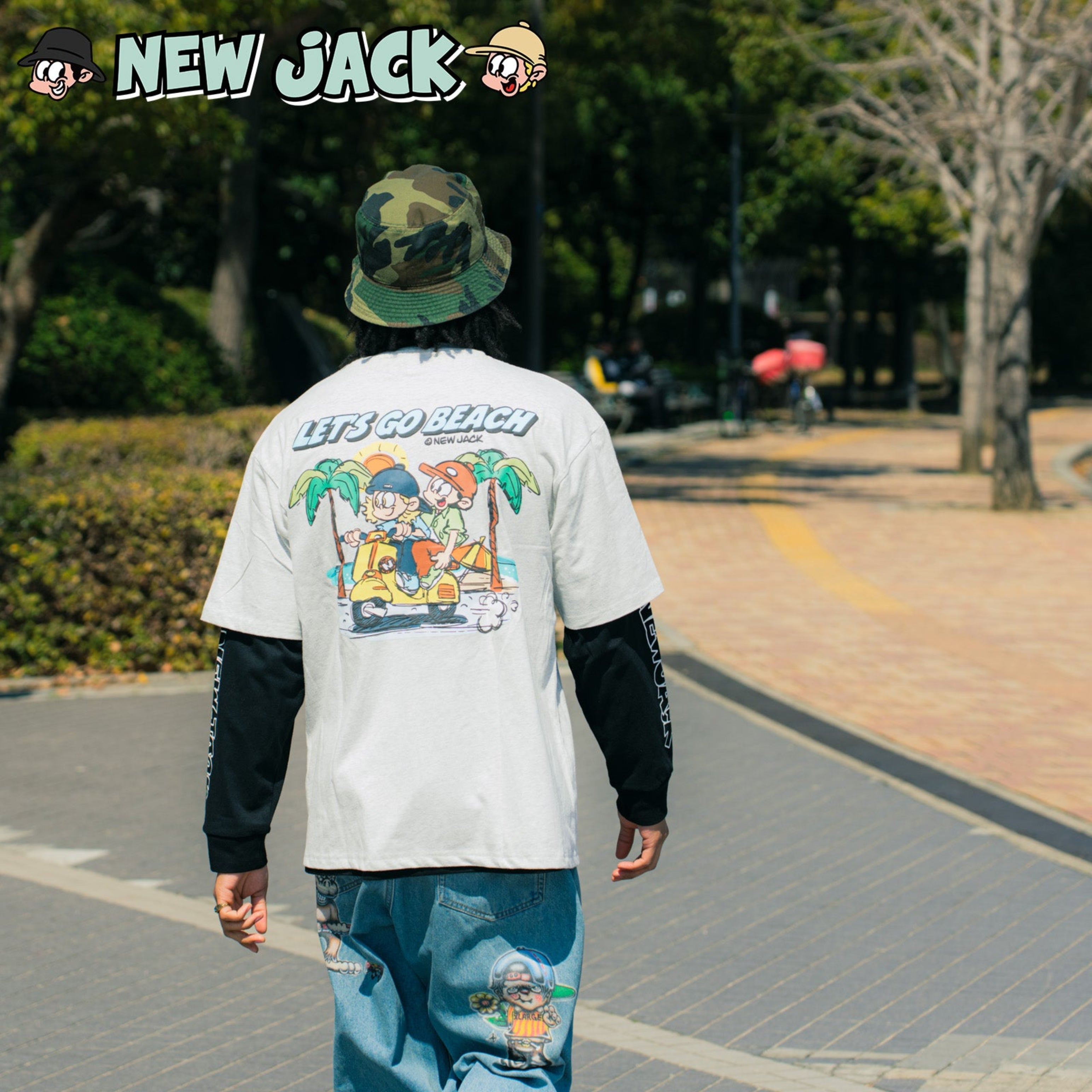 NEW JACK(ニュージャック)LET'S GO BEACH リアルレイヤードTシャツ