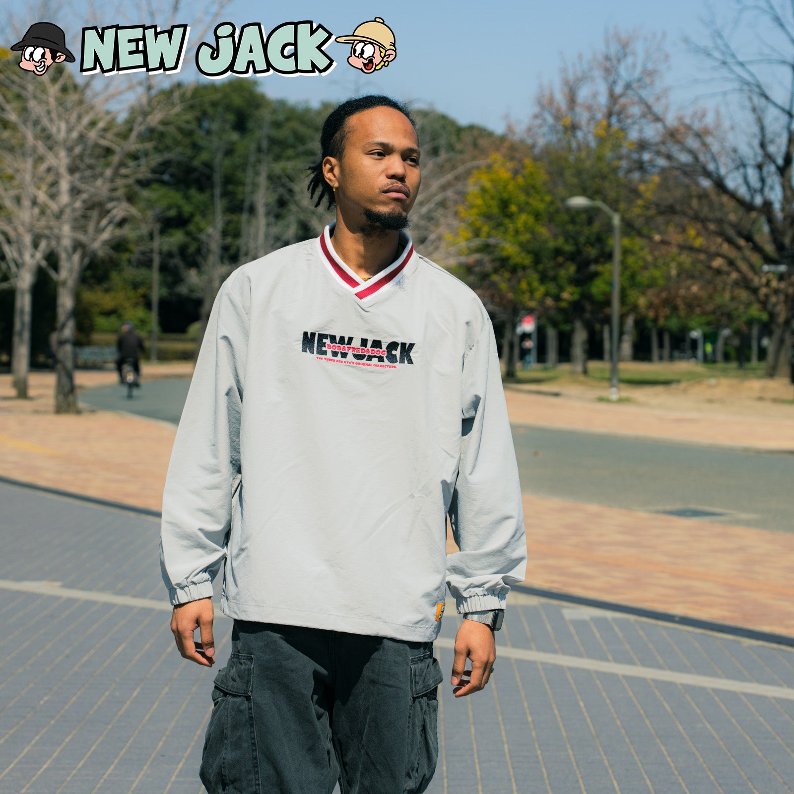 NEW JACK(ニュージャック)BOB&FRED&DOG Vネックナイロンプルオーバー