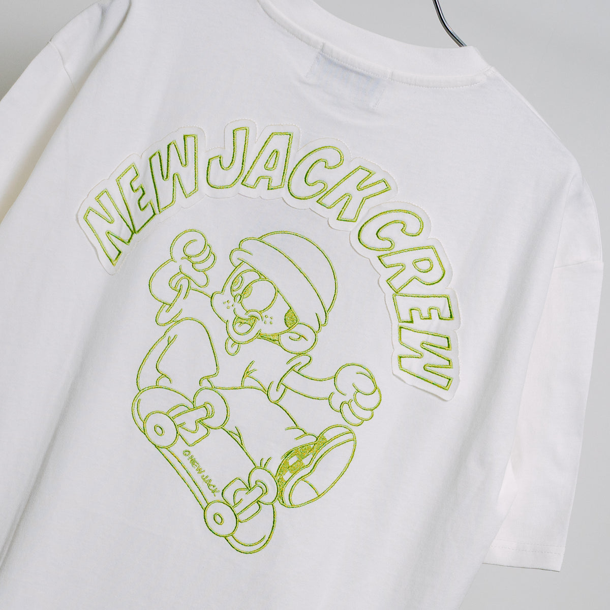 NEW JACK BOB SKATEBOARD アウトライン刺繍半袖Tシャツ(NJ252-2216)