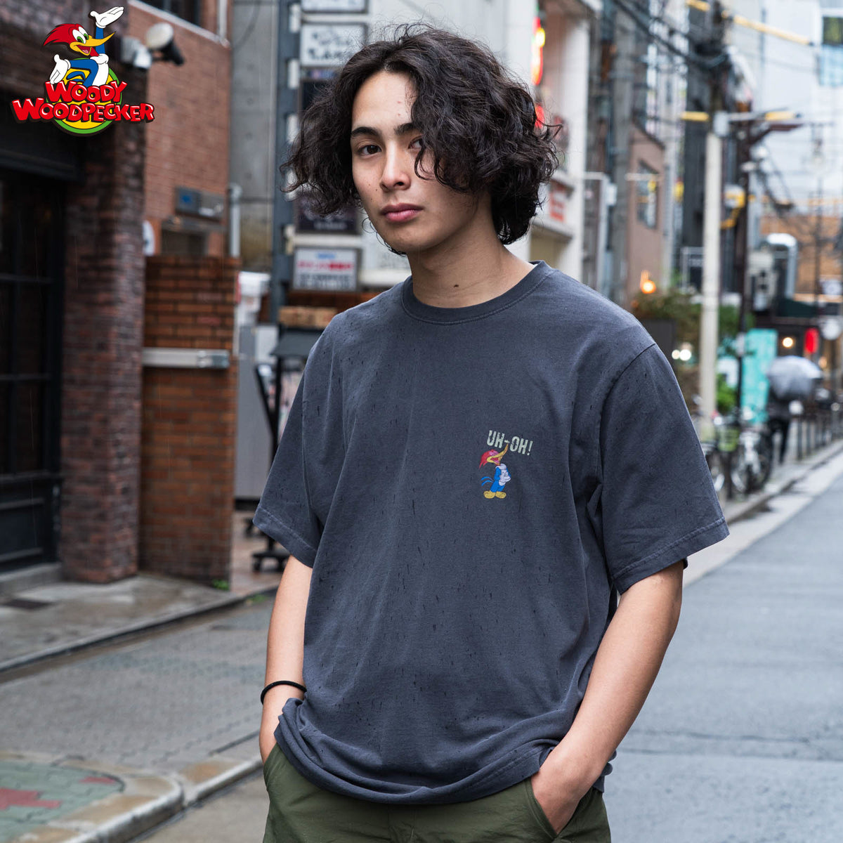 WOODY WOODPECKER バックウッディHAHAプリント半袖Tシャツ(WP252-5926)