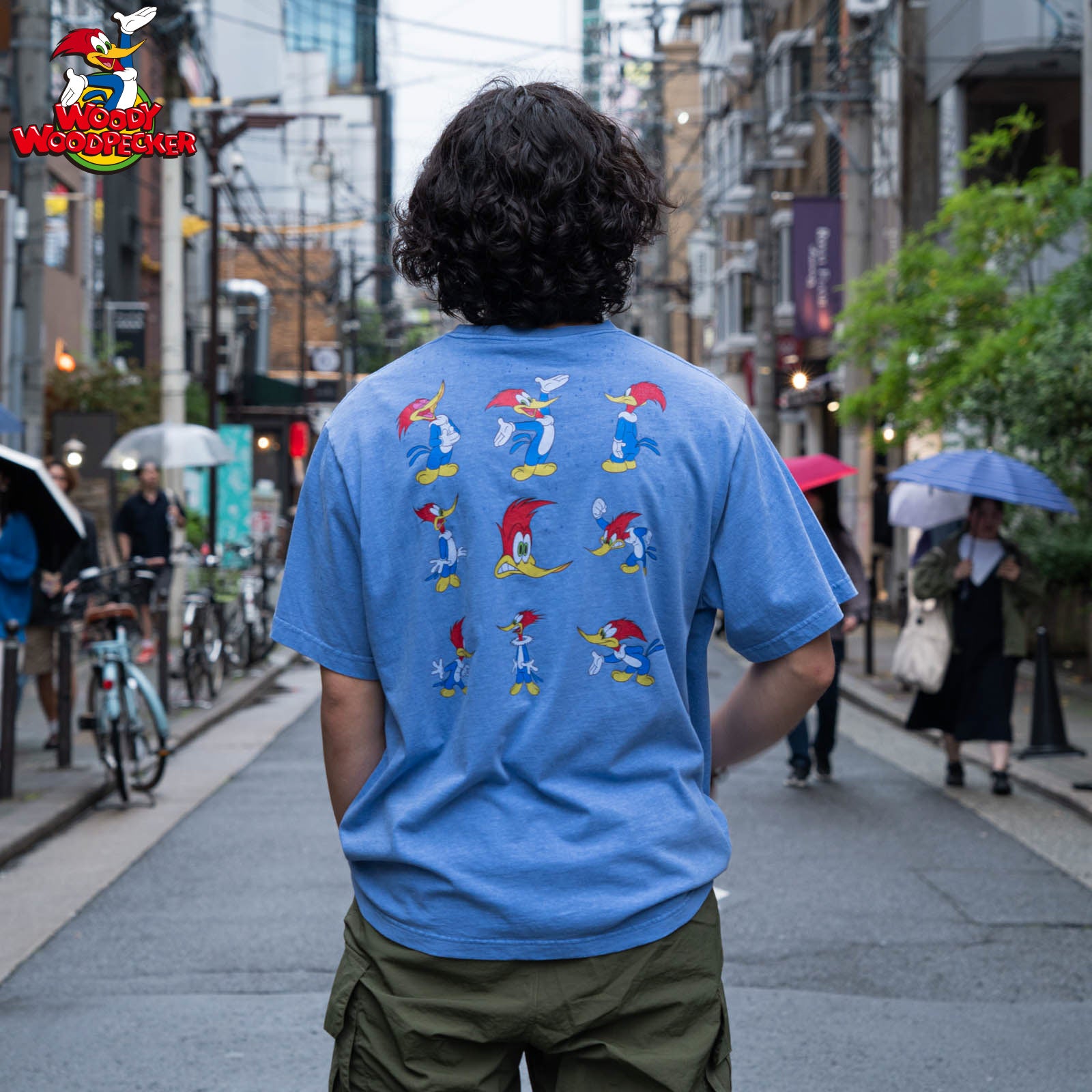 WOODY WOODPECKER バックバリエーションプリント半袖Tシャツ (メンズ