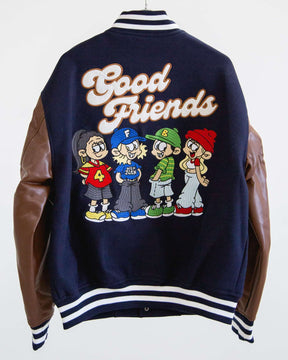 NEW JACK リブ襟ドット釦袖PUスタジアムブルゾン（NJ254-2207）