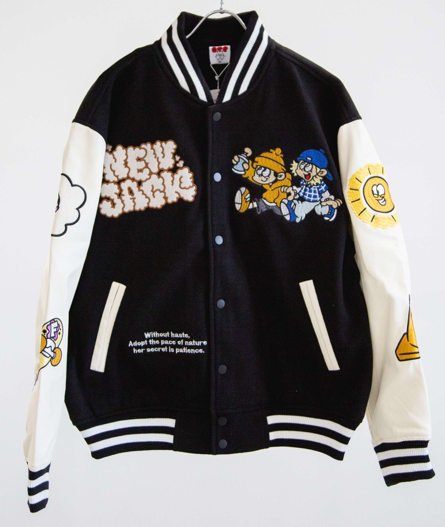 NEW JACK リブ襟ドット釦袖PUスタジアムブルゾン（NJ254-2207）