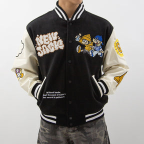 NEW JACK リブ襟ドット釦袖PUスタジアムブルゾン（NJ254-2207）