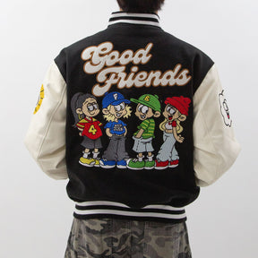 NEW JACK リブ襟ドット釦袖PUスタジアムブルゾン（NJ254-2207）