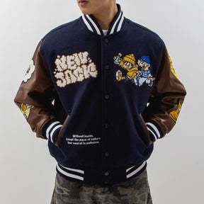 NEW JACK リブ襟ドット釦袖PUスタジアムブルゾン（NJ254-2207）