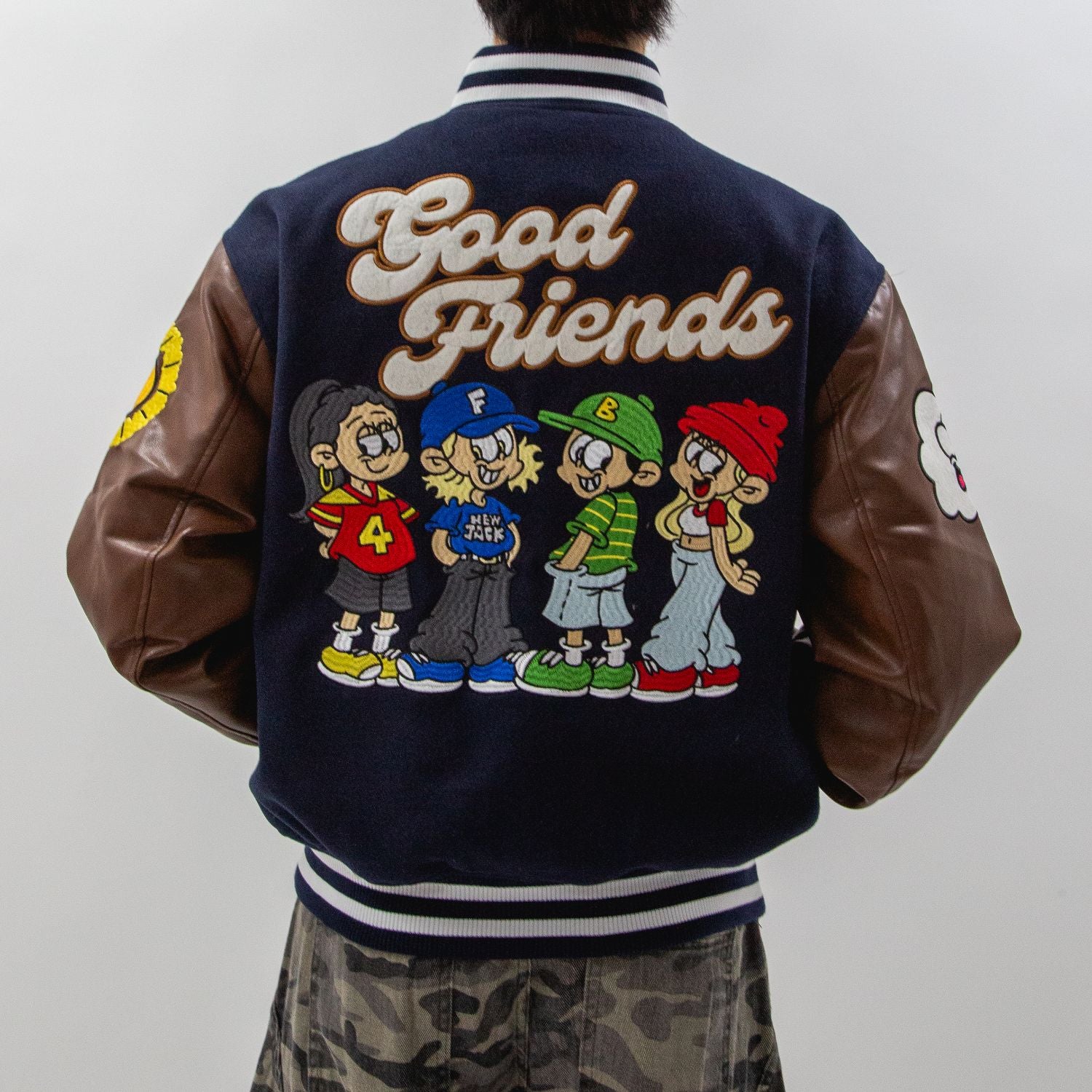 NEW JACK リブ襟ドット釦袖PUスタジアムブルゾン（NJ254-2207）