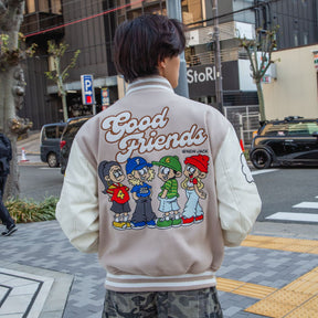 NEW JACK リブ襟ドット釦袖PUスタジアムブルゾン（NJ254-2207）