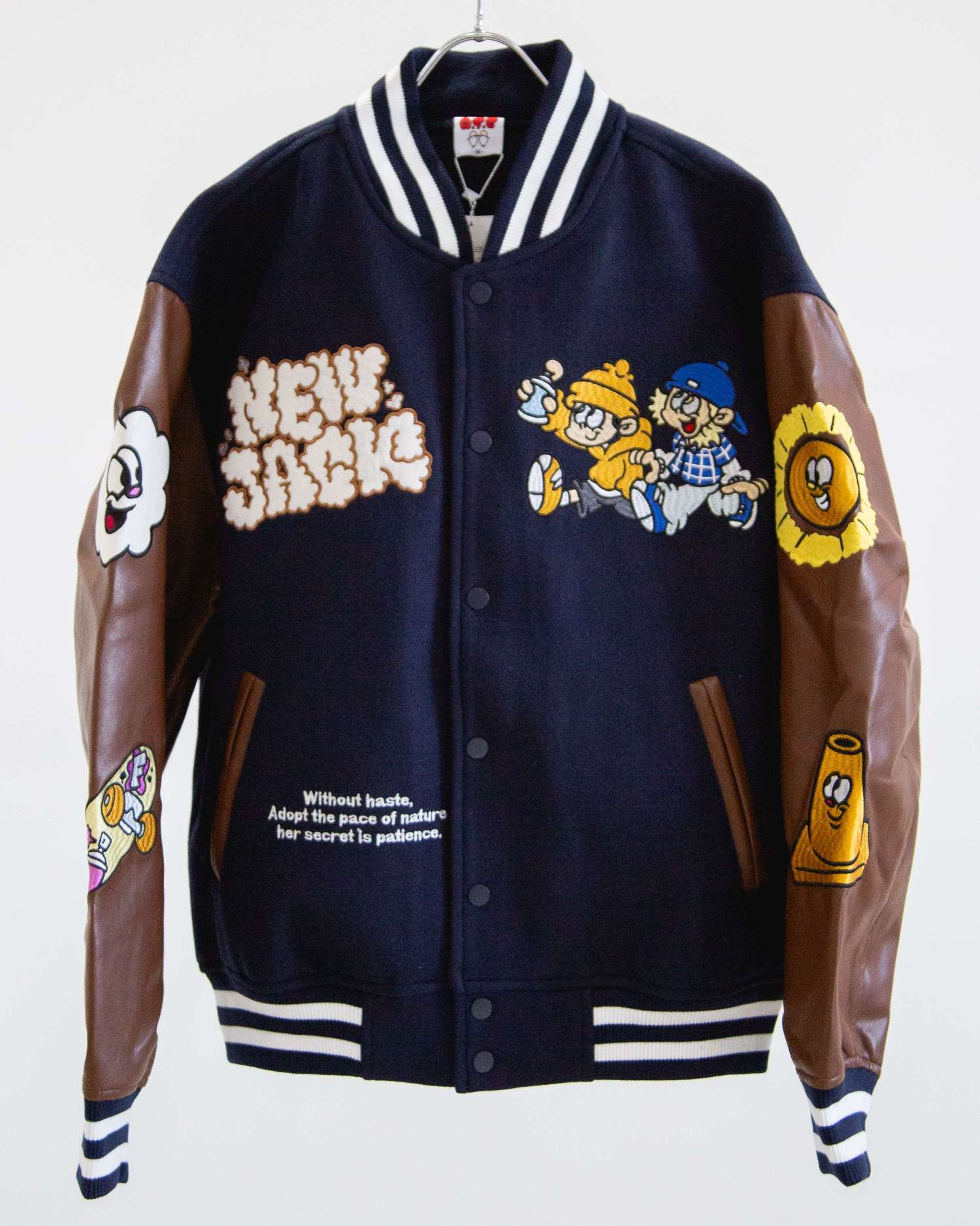 NEW JACK リブ襟ドット釦袖PUスタジアムブルゾン（NJ254-2207）