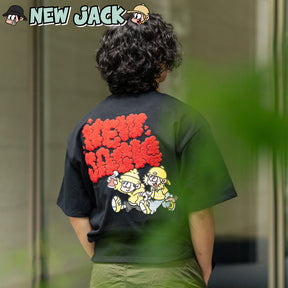 NEW JACK 相良刺繍スプレーロゴ半袖Tシャツ(NJ252-2186)