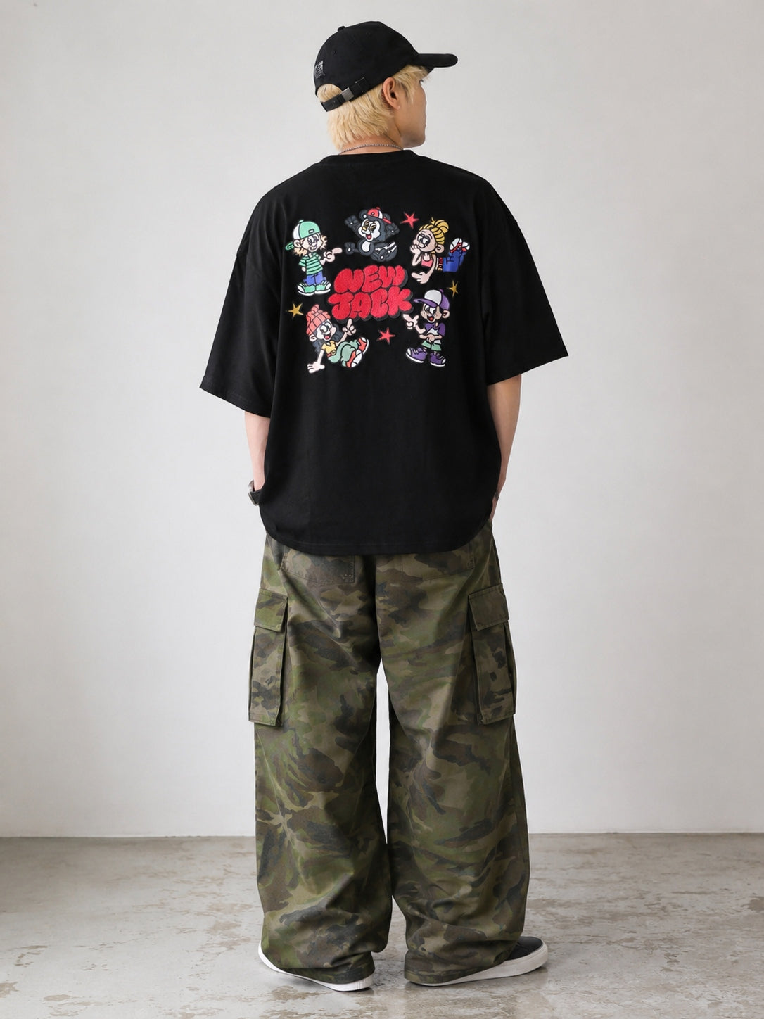 NEW JACK 相良刺繡サークルイラスト 半袖Tシャツ(NJ262-2736)