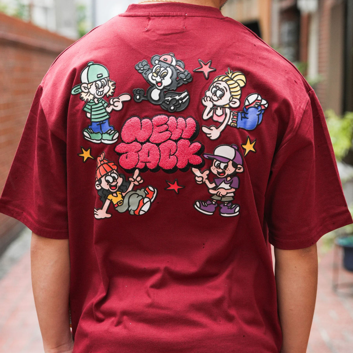 NEW JACK(ニュージャック)相良刺繡サークルイラスト半袖Tシャツ