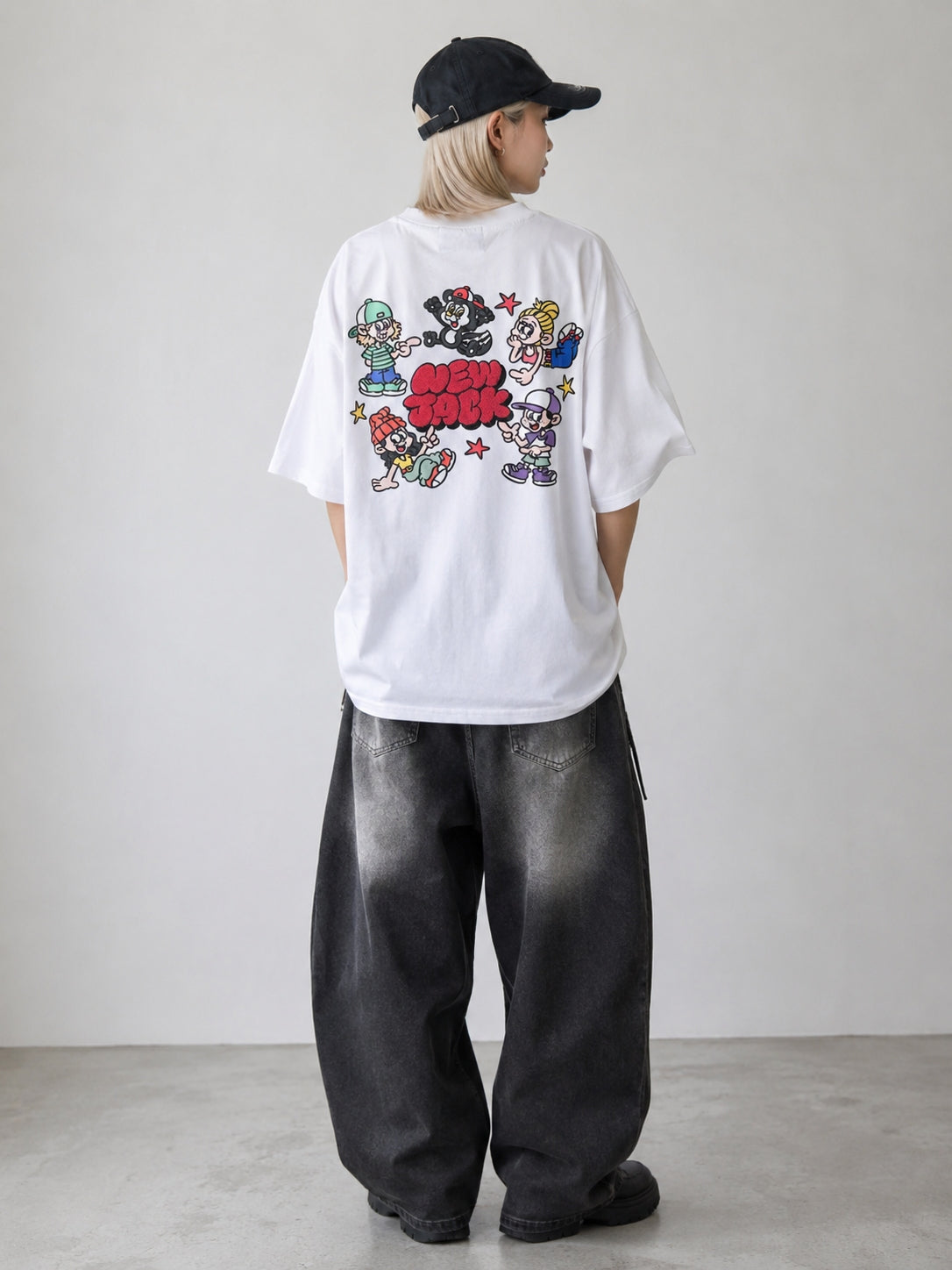 NEW JACK 相良刺繡サークルイラスト 半袖Tシャツ(NJ262-2736)