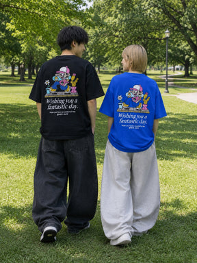 NEW JACK 缶バッジ付き掠れプリント 半袖Tシャツ(NJ262-2776)