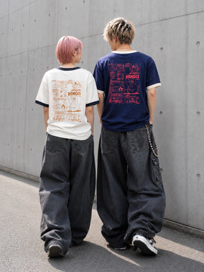 ZIZONE Pingo コミックプリントリンガーTシャツ(ZI262-5846)